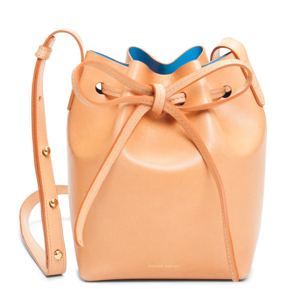 Mansur Gavriel Mini Bucket Bag-Cammello/Azzurro